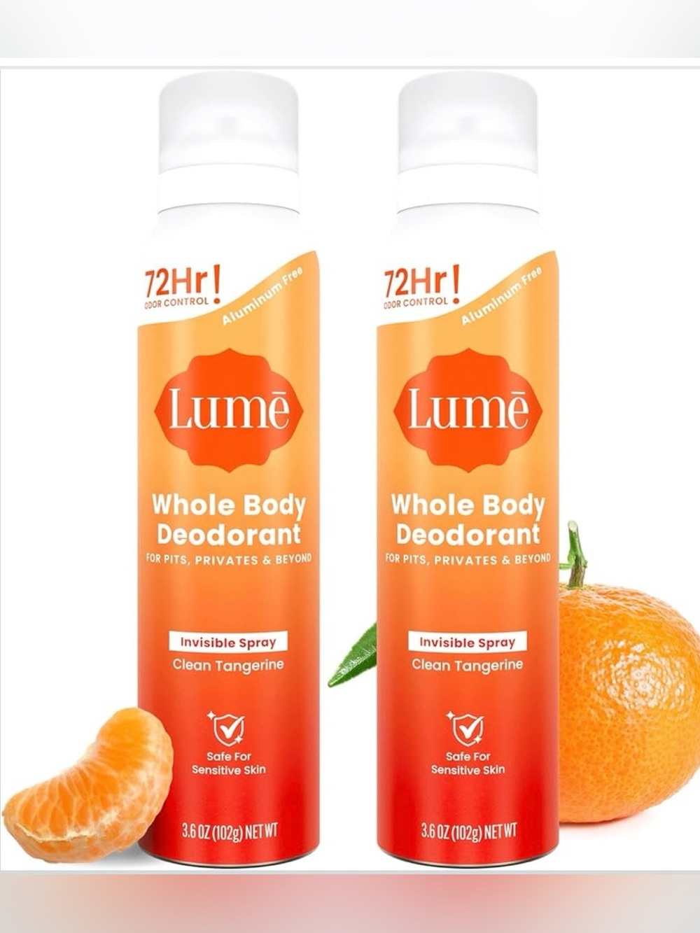 3-Pack Lume Spray Deodorant Clean Tangerine 3.6 oz each Sealed